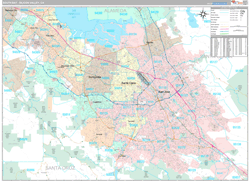 South Bay-Silicon Valley Metro Area Wall Map Premium Style 2025